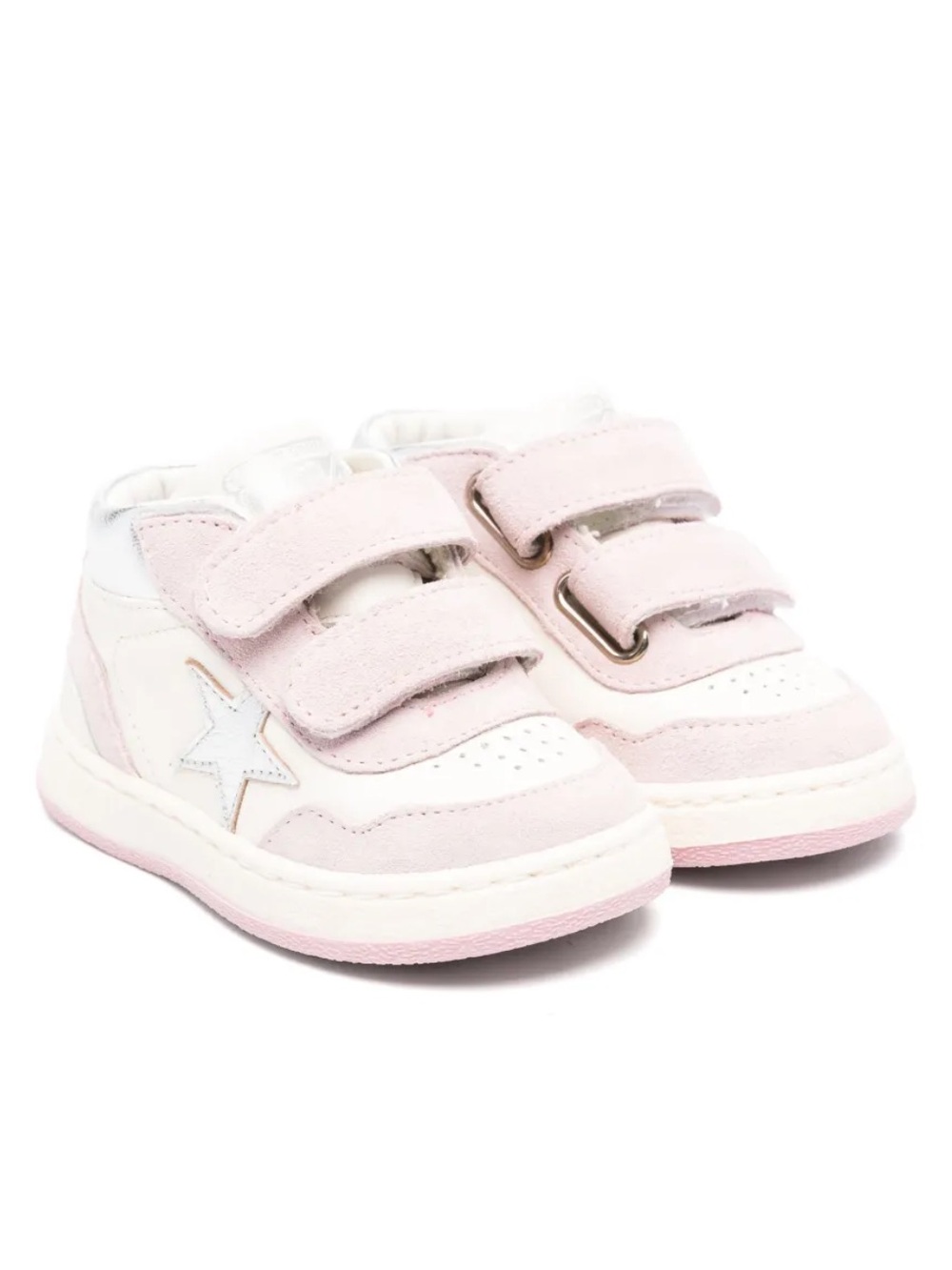 Golden Goose Kids Pink and Cream Velcro Suede Sneakers